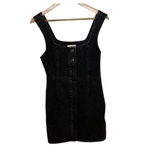 Urban Outfitters Black Denim Button Up Sleeveless Mini Dress